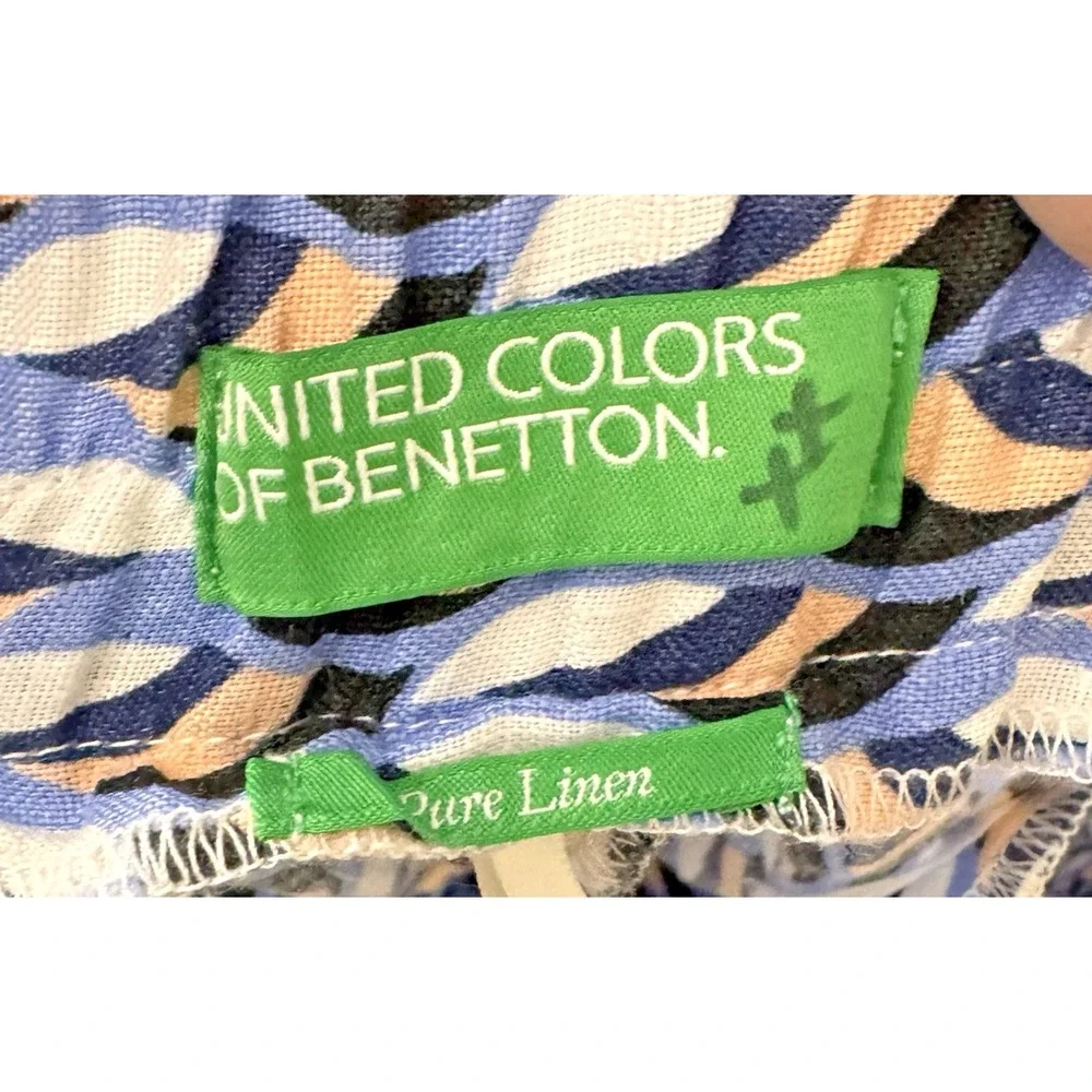 United Colors of Benetton Womens Small 100% Pure Linen Boho Lounge Retreat Pants